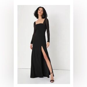 Lulus Perfectly Sensational Black Mesh Long Sleeve Maxi Dress
